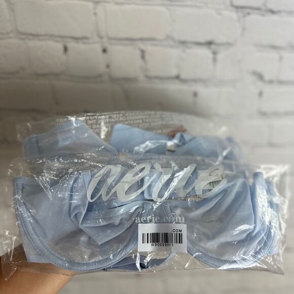 Aerie Smoothez 34C Green Mesh Unlined Balconette Full Coverage Underwire Bra - Picture 13 of 15